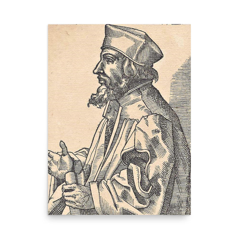 Jan Hus poster on a plain backdrop in size 18