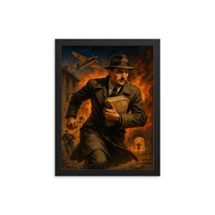 Jan Karski carrying secret reports through occupied Europe framed print on a plain backdrop in size 12"x16".