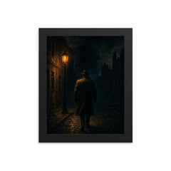 Jan Karski entering the Warsaw darkness framed print on a plain backdrop in size 8"x10".
