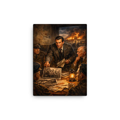 Jan Karski reporting the Holocaust to Allies canvas print on a plain backdrop in size 12"x16".