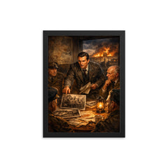 Jan Karski reporting the Holocaust to Allies framed print on a plain backdrop in size 12"x16".