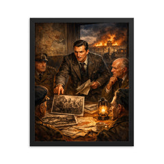 Jan Karski reporting the Holocaust to Allies framed print on a plain backdrop in size 16"x20".