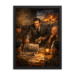 Jan Karski reporting the Holocaust to Allies framed print on a plain backdrop in size 18"x24".