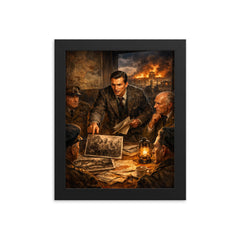 Jan Karski reporting the Holocaust to Allies framed print on a plain backdrop in size 8"x10".