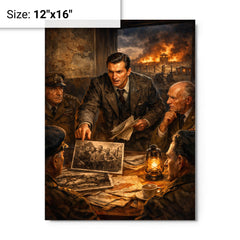 Jan Karski reporting the Holocaust to Allies metal print on a plain backdrop in size 12"x16".