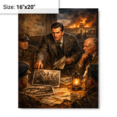 Jan Karski reporting the Holocaust to Allies metal print on a plain backdrop in size 16"x20".