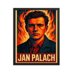 Jan Palach framed print on a plain backdrop in size 16"x20".