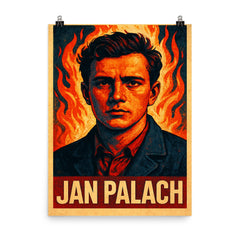 Jan Palach poster on a plain backdrop in size 8"x10".