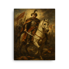 Jan Sobieski after the charge at Vienna canvas print on a plain backdrop in size 16"x20".