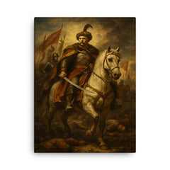 Jan Sobieski after the charge at Vienna canvas print on a plain backdrop in size 18"x24".