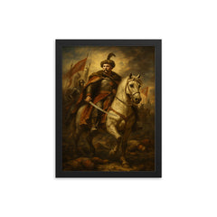 Jan Sobieski after the charge at Vienna framed print on a plain backdrop in size 12"x16".