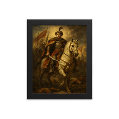 Jan Sobieski after the charge at Vienna framed print on a plain backdrop in size 8"x10".