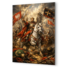 Jan Sobieski after Vienna beneath winged banners metal print mockup