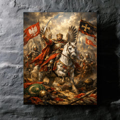 Jan Sobieski after Vienna beneath winged banners metal print mockup