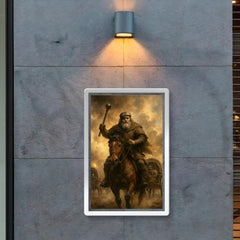 Jan Žižka leading Hussite war wagons through cannon smoke poster 2