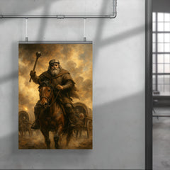Jan Žižka leading Hussite war wagons through cannon smoke poster 4