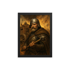 Jan Žižka one eyed war wagon commander framed print on a plain backdrop in size 12"x16".