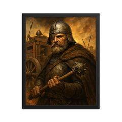 Jan Žižka one eyed war wagon commander framed print on a plain backdrop in size 16"x20".
