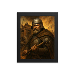 Jan Žižka one eyed war wagon commander framed print on a plain backdrop in size 8"x10".