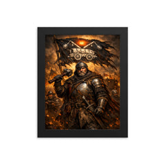 Jan Zizka beneath the war wagon banner framed print on a plain backdrop in size 8"x10".