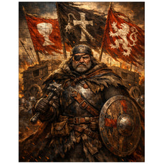 Jan Zizka beneath war wagon banners jigsaw puzzle