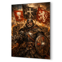 Jan Zizka beneath war wagon banners metal print mockup