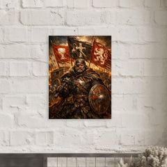 Jan Zizka beneath war wagon banners metal print mockup