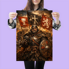 Jan Zizka beneath war wagon banners poster 3