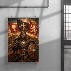 Jan Zizka beneath war wagon banners poster 4
