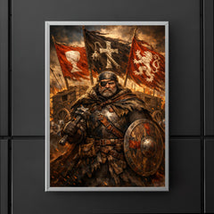 Jan Zizka beneath war wagon banners poster 5