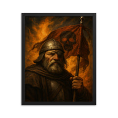Jan Zizka one eyed war banner portrait framed print on a plain backdrop in size 16"x20".