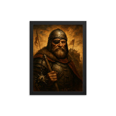 Jan Zizka one eyed war wagon commander portrait framed print on a plain backdrop in size 12"x16".