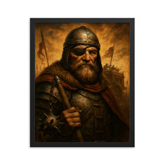 Jan Zizka one eyed war wagon commander portrait framed print on a plain backdrop in size 16"x20".