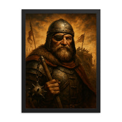 Jan Zizka one eyed war wagon commander portrait framed print on a plain backdrop in size 18"x24".
