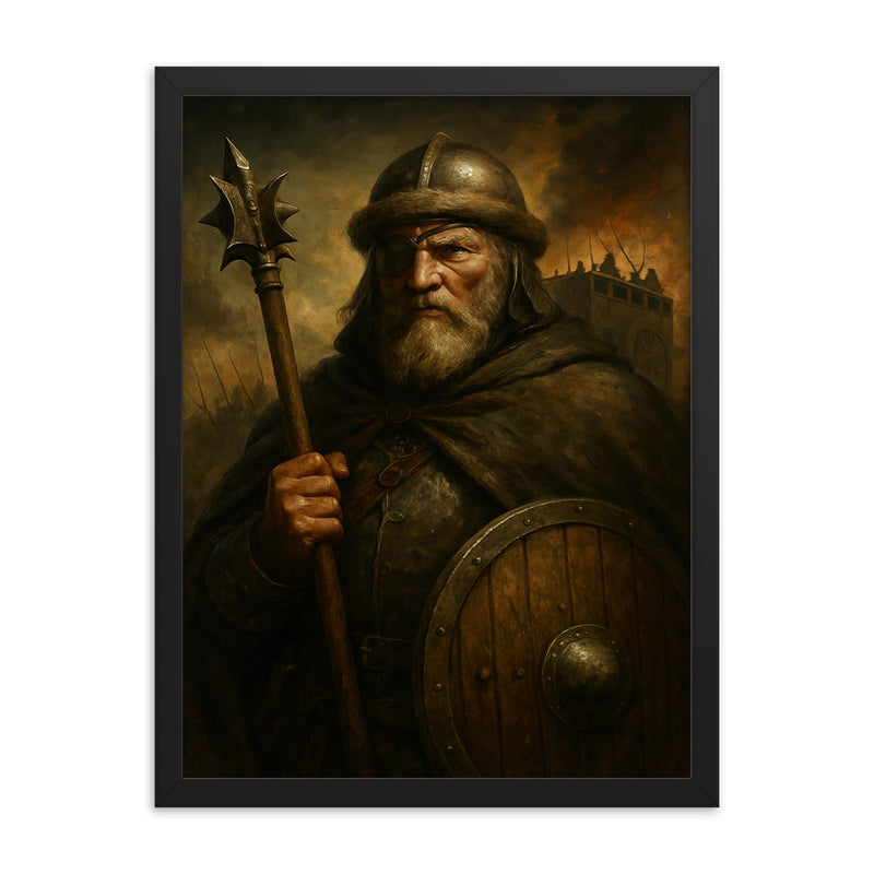 Jan Zizka one eyed war wagon commander portrait framed print on a plain backdrop in size 18