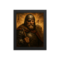 Jan Zizka one eyed war wagon commander portrait framed print on a plain backdrop in size 8"x10".