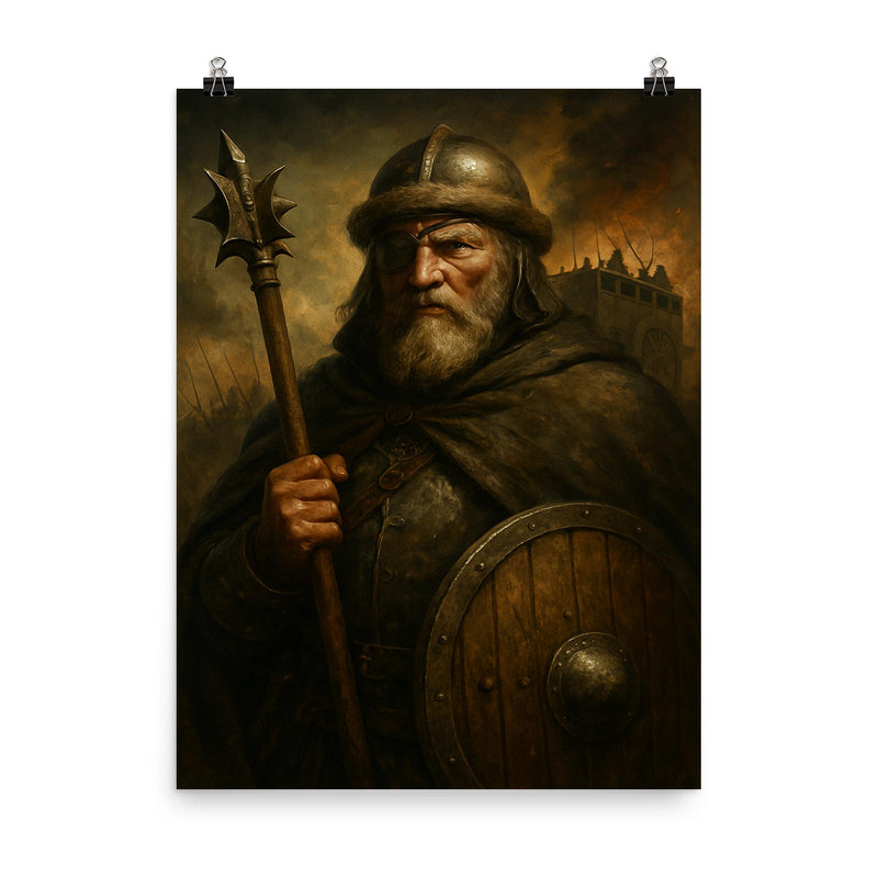 Jan Zizka one eyed war wagon commander portrait poster on a plain backdrop in size 8