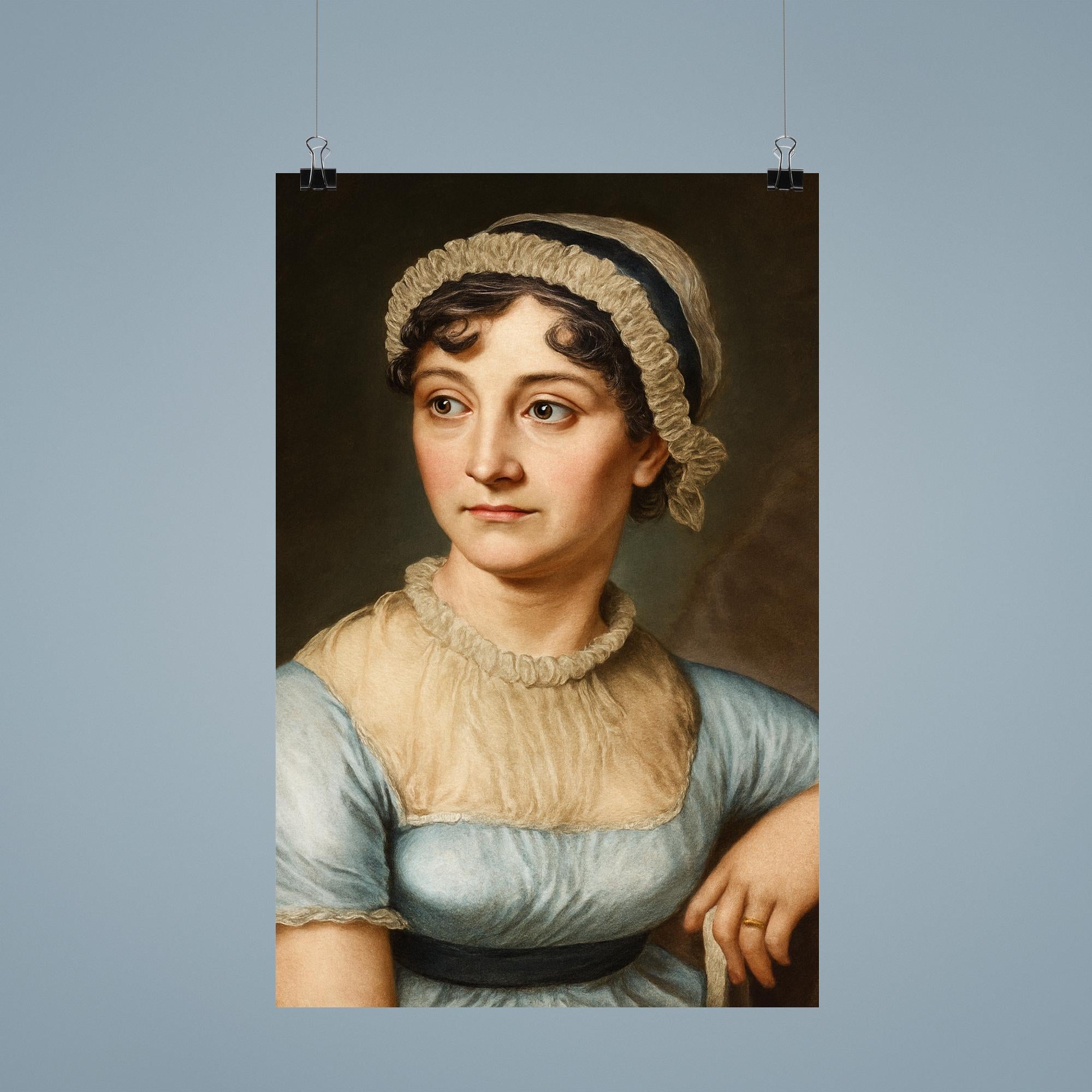 Jane Austen Portrait Poster Print – Elegant Literary Wall Art for Book Lovers, Vintage Style Home Decor, High-Quality Matte Finish
