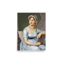 Jane Austen poster on a plain backdrop in size 12"x16".