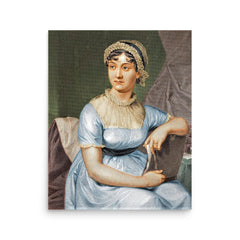 Jane Austen poster on a plain backdrop in size 16"x20".