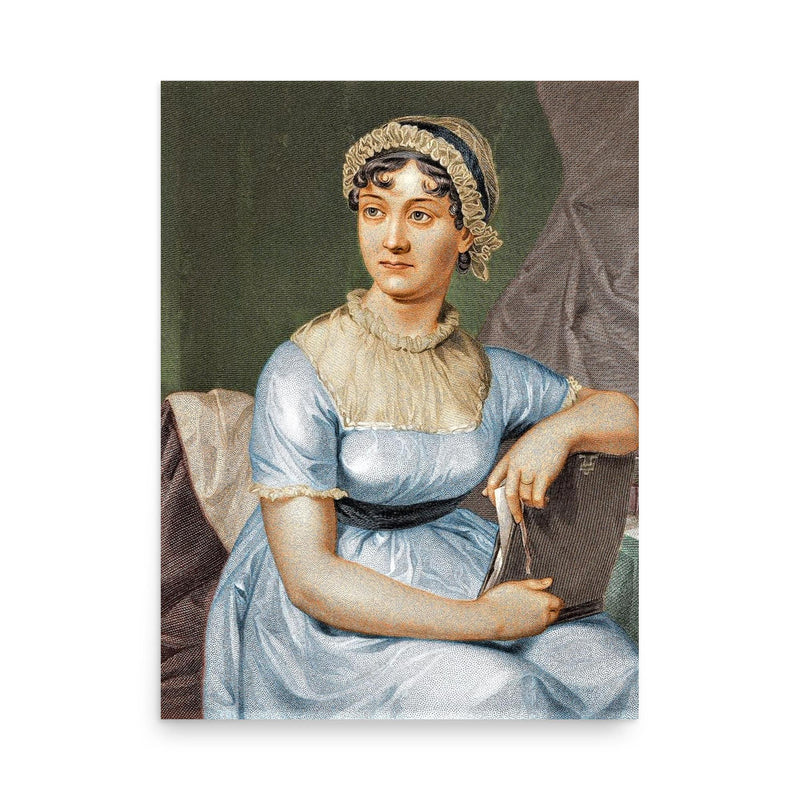 Jane Austen poster on a plain backdrop in size 18