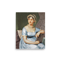 Jane Austen poster on a plain backdrop in size 8"x10".