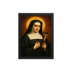 Jane Frances de Chantal framed print on a plain backdrop in size 12"x16".