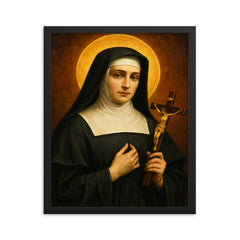 Jane Frances de Chantal framed print on a plain backdrop in size 16"x20".