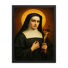 Jane Frances de Chantal framed print on a plain backdrop in size 18"x24".