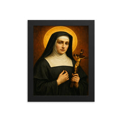 Jane Frances de Chantal framed print on a plain backdrop in size 8"x10".