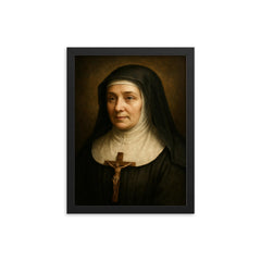Jane Frances de Chantal portrait framed print on a plain backdrop in size 12"x16".