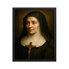 Jane Frances de Chantal portrait framed print on a plain backdrop in size 16"x20".