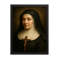 Jane Frances de Chantal portrait framed print on a plain backdrop in size 18"x24".