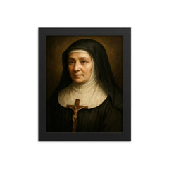 Jane Frances de Chantal portrait framed print on a plain backdrop in size 8"x10".